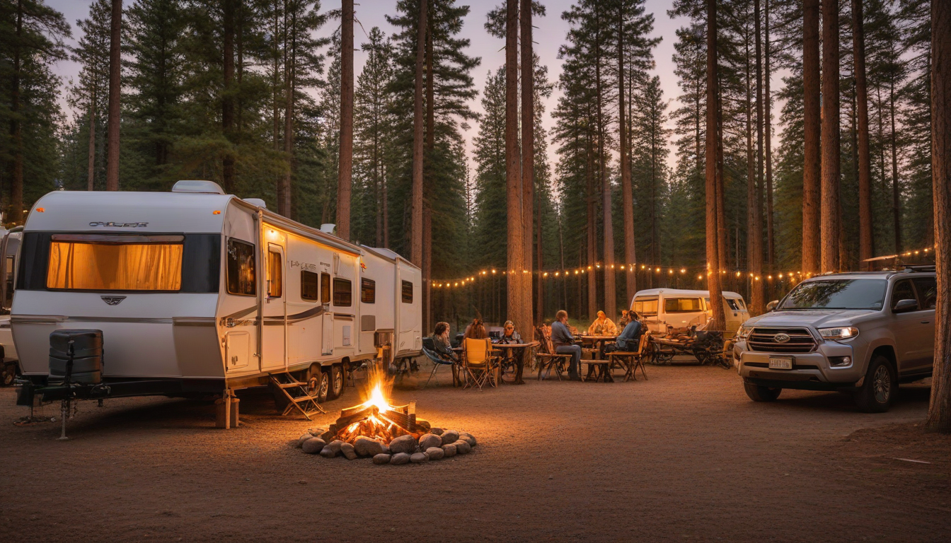 Travel trailer in scenic setting