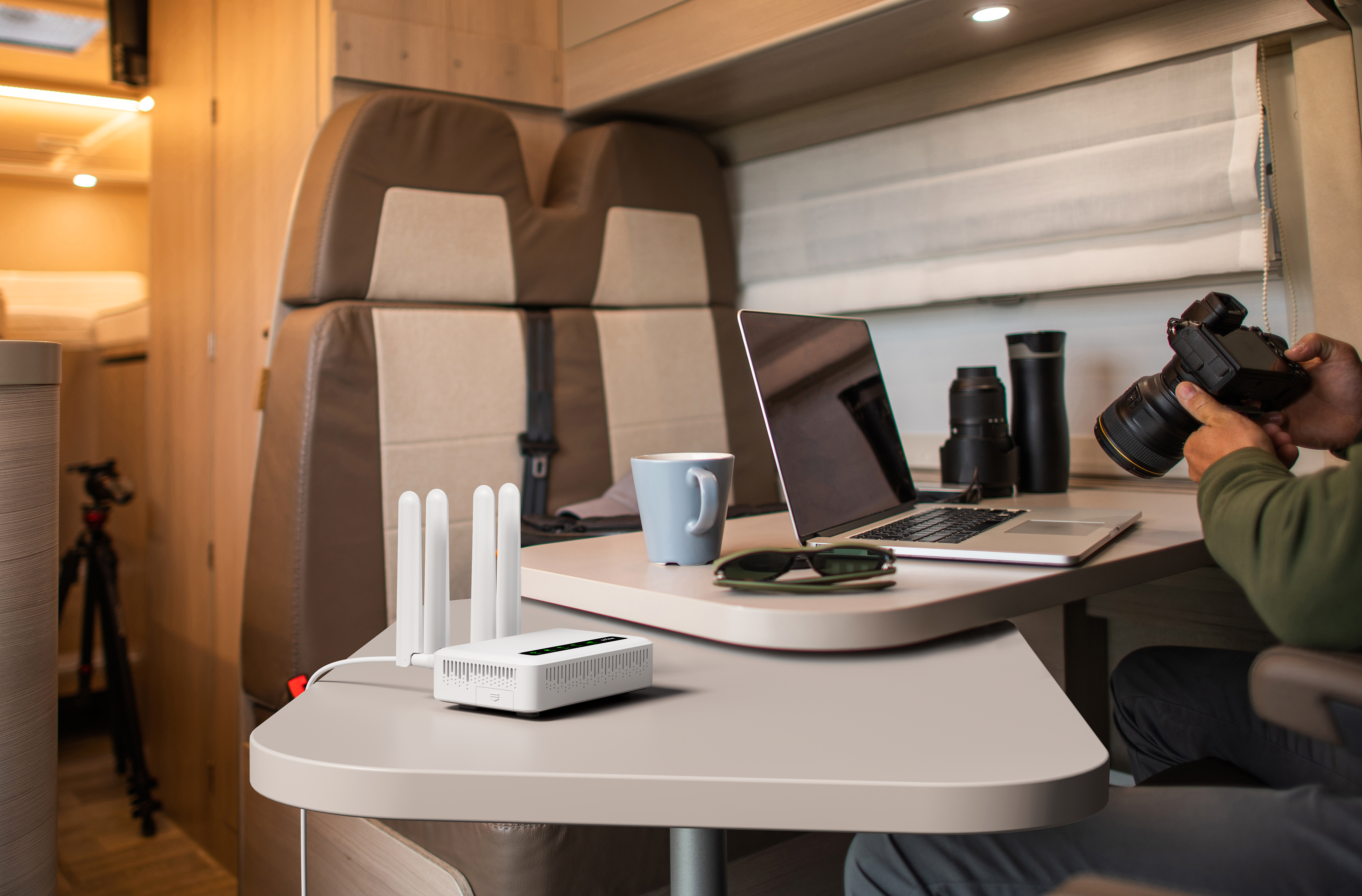 GL.iNet Spitz Plus router in an RV