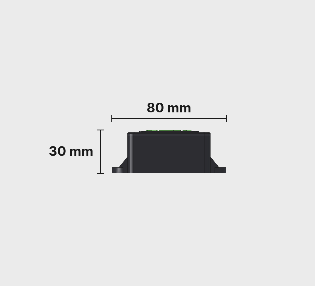 Plateau plain end view, 80 by 30 millimetres