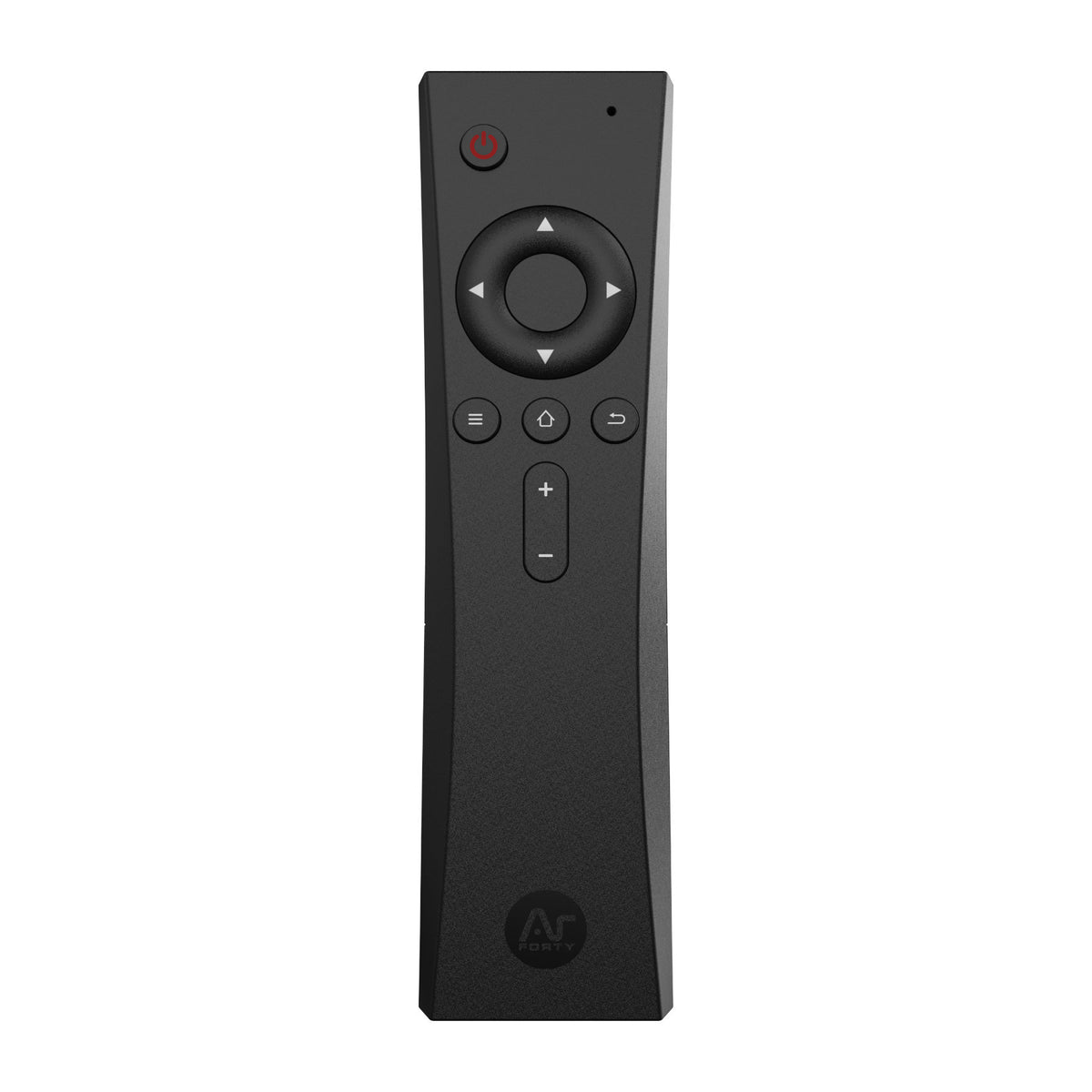 Argon IR Remote: a slim black handheld remote with power, D-pad, Menu, Home, Back, and volume buttons